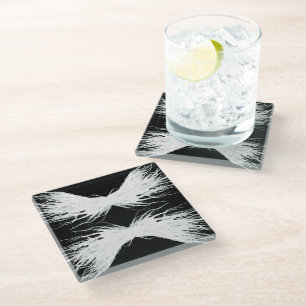 Dessous-de-verre En Verre Vertus Abstrait Ailes Blanches Art à l'encre d'alc