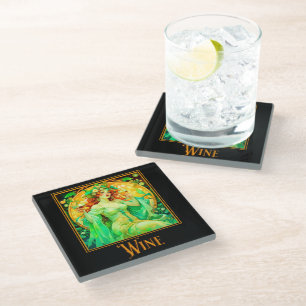Dessous-de-verre En Verre Vin Art Nouveau