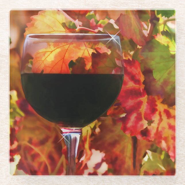 Dessous-de-verre En Verre Vin et vignoble (Devant)
