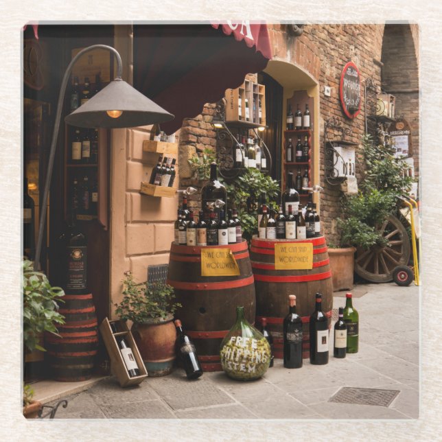 Dessous-de-verre En Verre Vin italien à Montepulciano, Toscane (Devant)