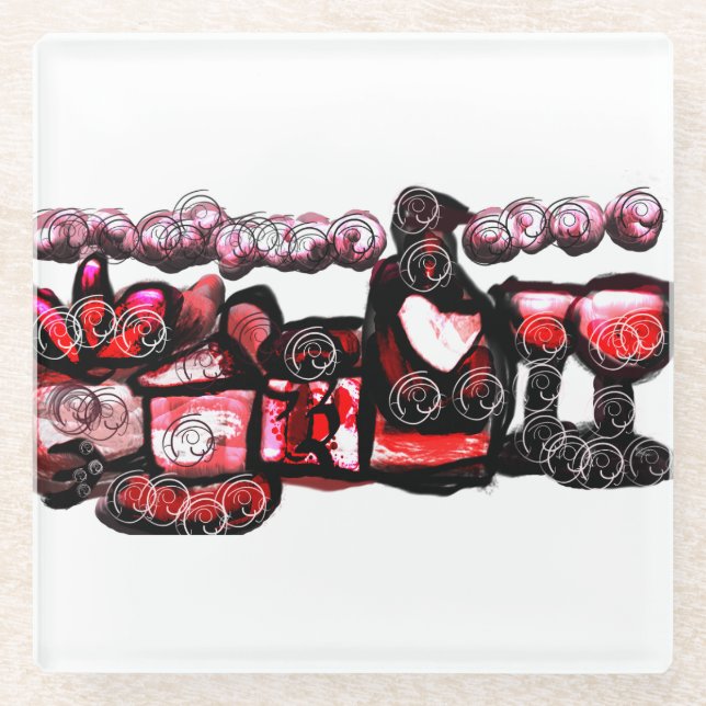 Dessous-de-verre En Verre Vin rouge valentine (Devant)