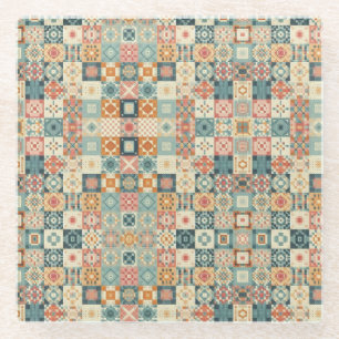Dessous-de-verre En Verre Vintage, patchwork, paré