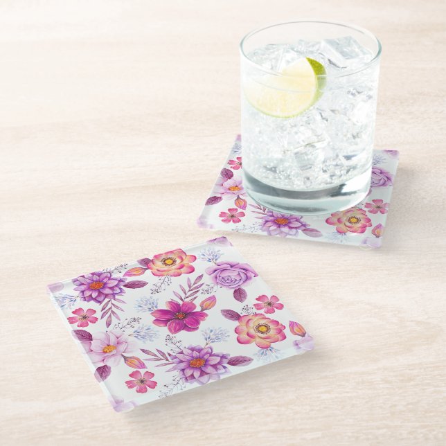 Dessous-de-verre En Verre Violet rose (Incliné)