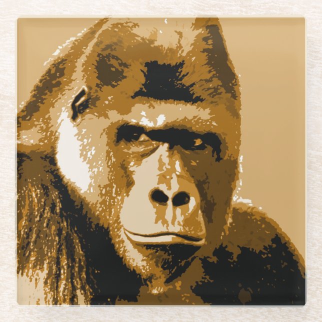 Dessous-de-verre En Verre Visage de Gorilla (Devant)