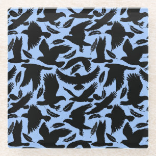 Dessous-de-verre En Verre Vol des Aigles noir.w L Bleu BG