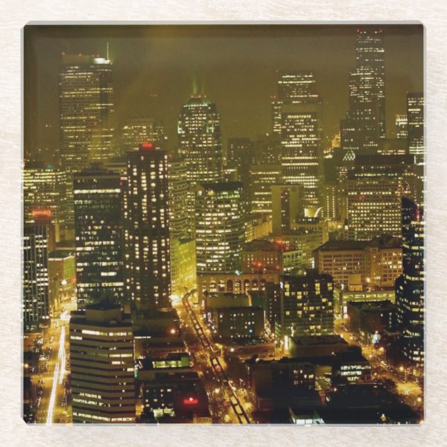Dessous-de-verre En Verre Vue de ville de Seattle (Devant)