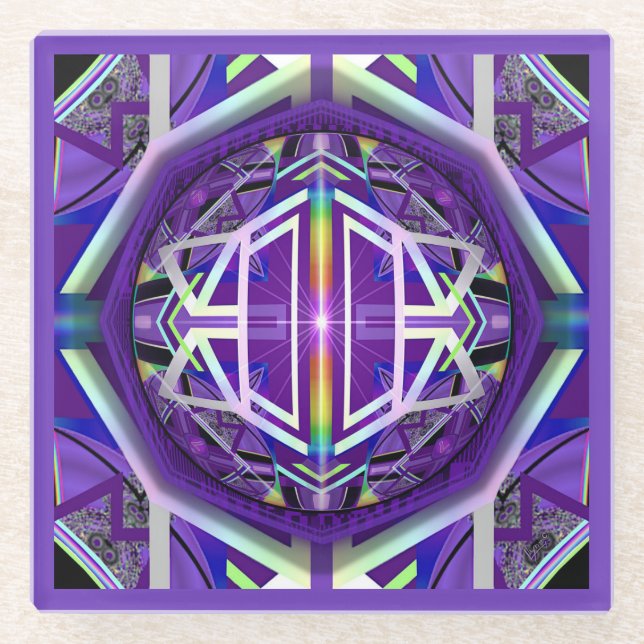 Dessous-de-verre En Verre W3 Violet (Devant)