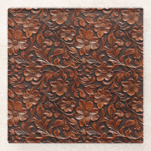 Dessous-de-verre En Verre Western Cowgirl Brown Floral