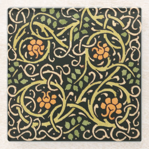 Dessous-de-verre En Verre William Morris Black Floral Art