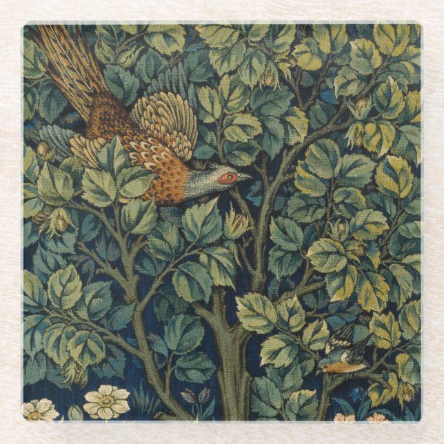 Dessous-de-verre En Verre William Morris Pheasier Bois Bois (Devant)
