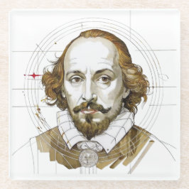 Dessous-de-verre En Verre William Shakespeare portrait illustration Or