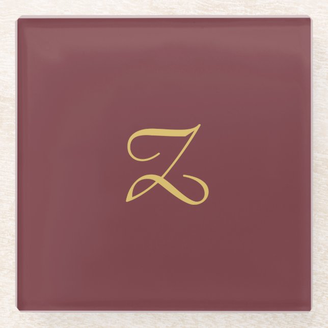 Dessous-de-verre En Verre Wine Gold Monogramme professionnel tendance modern (Devant)