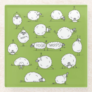 Dessous-de-verre En Verre Yoga Sheep : Whimsical Sketch Fun.