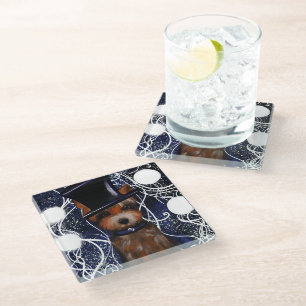DESSOUS-DE-VERRE EN VERRE YORKIE