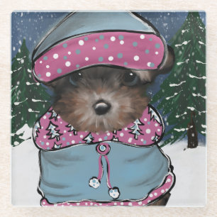 Dessous-de-verre En Verre Yorkie Poo
