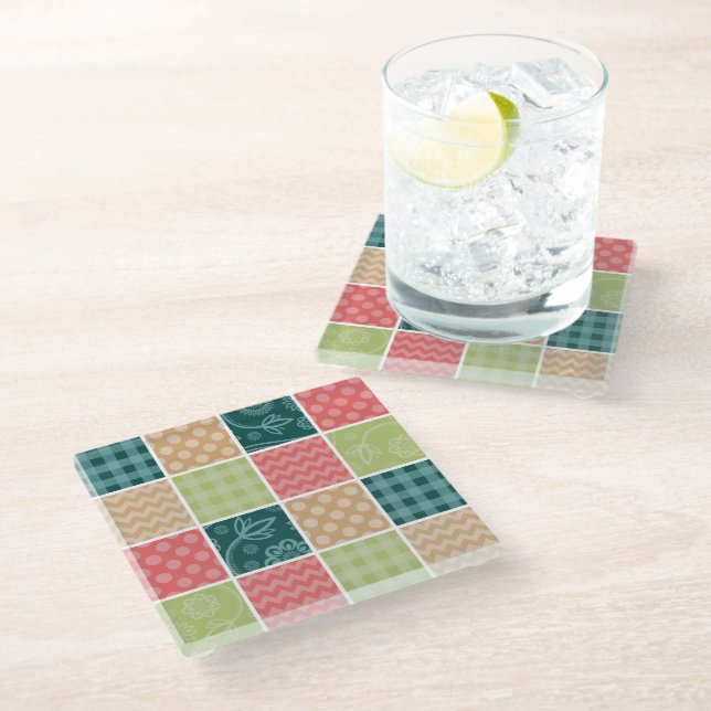 Dessous-de-verre En Verre Zigzag, Chevron, En vichy, Pois, Patchwork (Incliné)