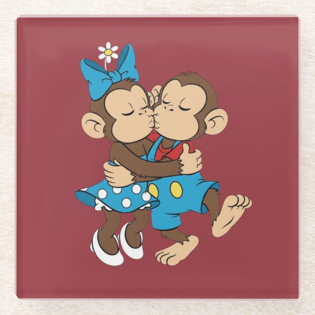 Dessous-de-verre En Verre zina and mimo love kiss (Devant)