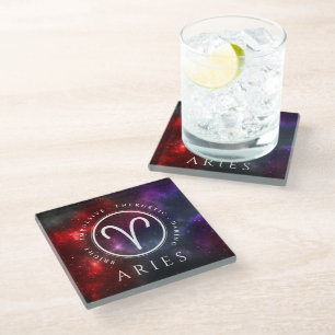 Dessous-de-verre En Verre Zodiaque occidental Starfield Aries Ram