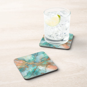 Dessous-de-verre encre d'alcool bleu et vert