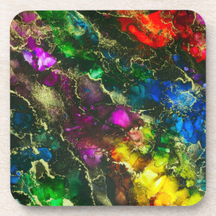 Dessous-de-verre Encre d'alcool psychédélique Peinture Abstraite