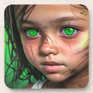 Dessous-de-verre Enfants tribaux   Yeux verts futuristes