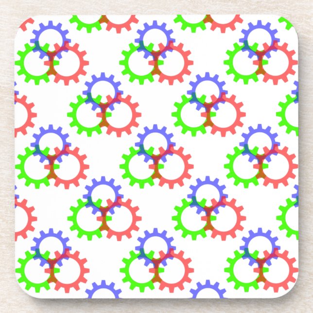 Dessous-de-verre Engrenages rouges, verts et bleus (Devant)