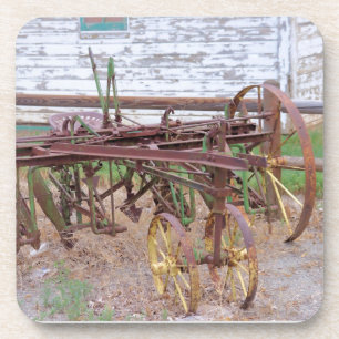 Dessous-de-verre Équipement agricole vintage Métal rouillé