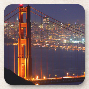 Dessous-de-verre États-Unis, Californie. Golden Gate Bridge la nuit