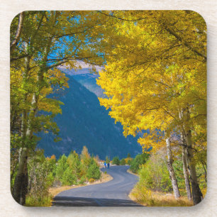 Dessous-de-verre États-Unis, Colorado. Route flanquée de trembles
