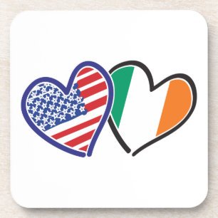 Dessous-de-verre États-Unis Irlande Coeur drapeaux