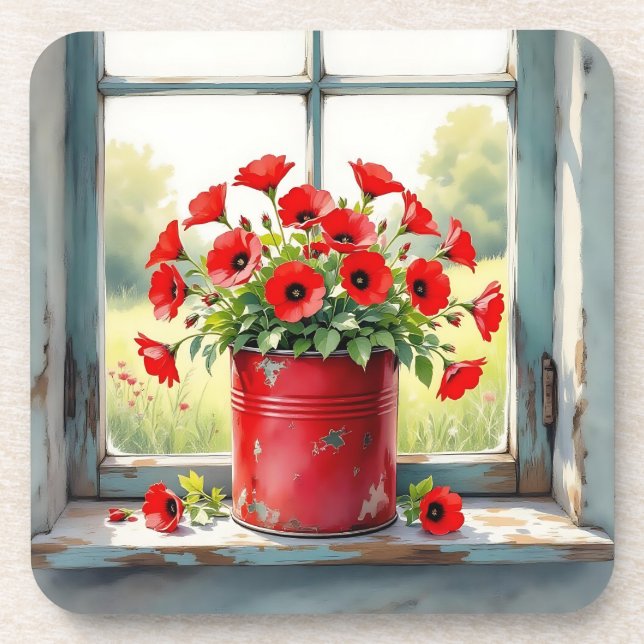 Dessous-de-verre Étiquette de café rouge des papilles rouges (Devant)