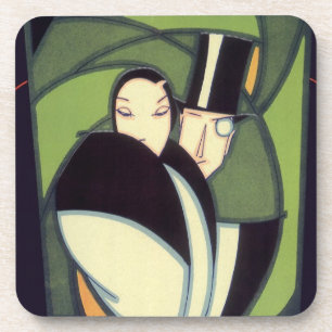 Dessous-de-verre Étiquette de topper végétal vintage, Art Déco Roma