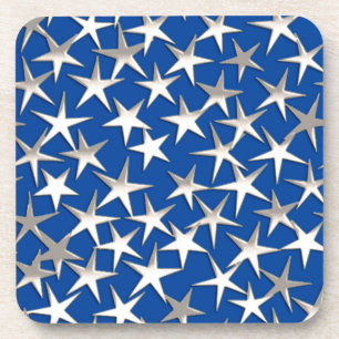 Dessous-de-verre Étoiles argentées sur fond bleu de cobalt