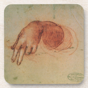 Dessous-de-verre Étude d'une main (craie rouge sur le papier)