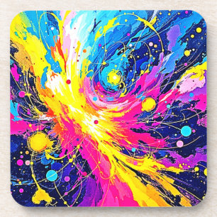 Dessous-de-verre Explosion Cosmique : Art vibrant à éclaboussures