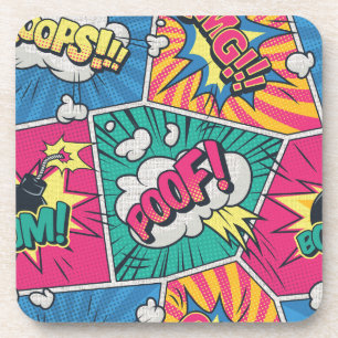 Dessous-de-verre Explosion de bande dessinée rétro - Pop Art vibran