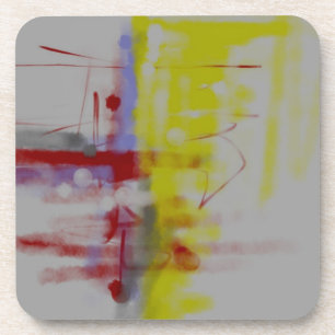 Dessous-de-verre Expressionniste Abstrait gris rouge jaune