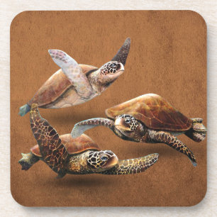 Dessous-de-verre Extinction d'animaux de tortues marines Sauvez les