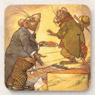 Dessous-de-verre Fable d'Ésope vintage, Souris des champs, Souris d