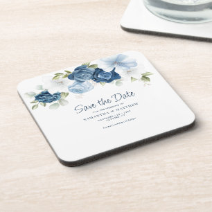 Dessous-de-verre Faire-part de mariage à l'aquarelle bleu poussiére