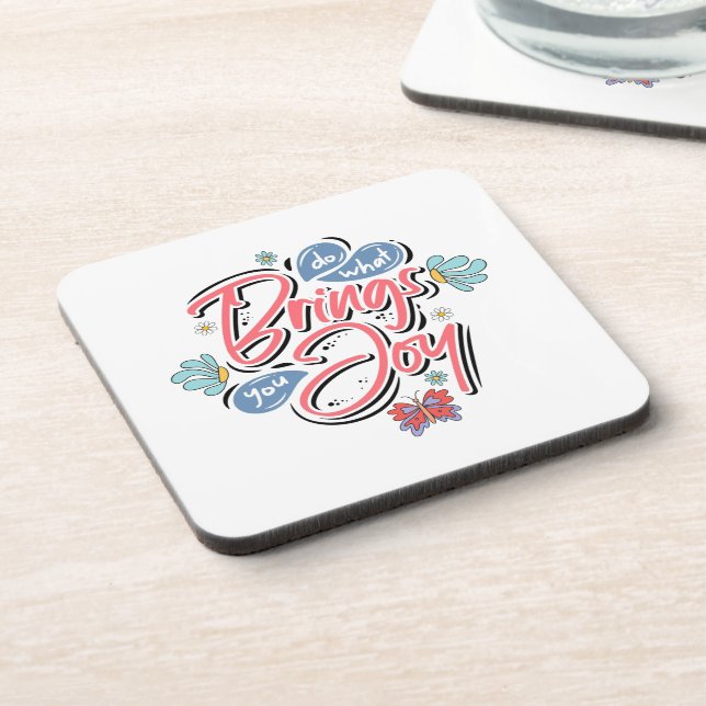 Dessous-de-verre Faites ce qui vous apporte Joy Floral et citation  (Côté gauche)