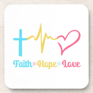 Dessous-de-verre Faith Hope Love Hearts