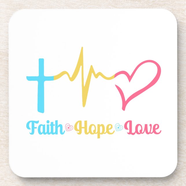 Dessous-de-verre Faith Hope Love Hearts (Devant)