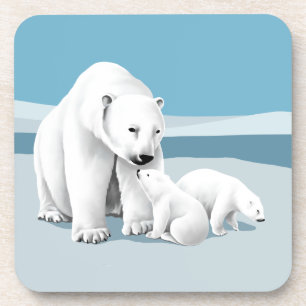 Dessous-de-verre Famille d'ours polaires