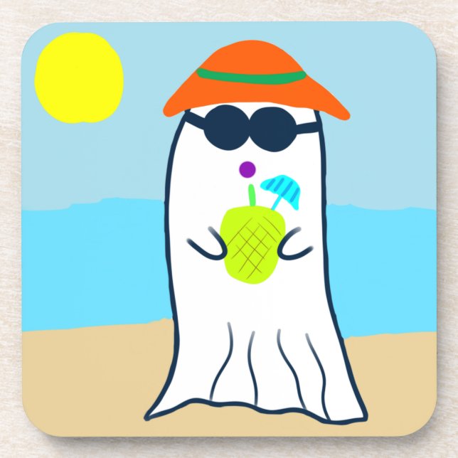 Dessous-de-verre Fantôme d'été éffrayant sur la plage (Devant)