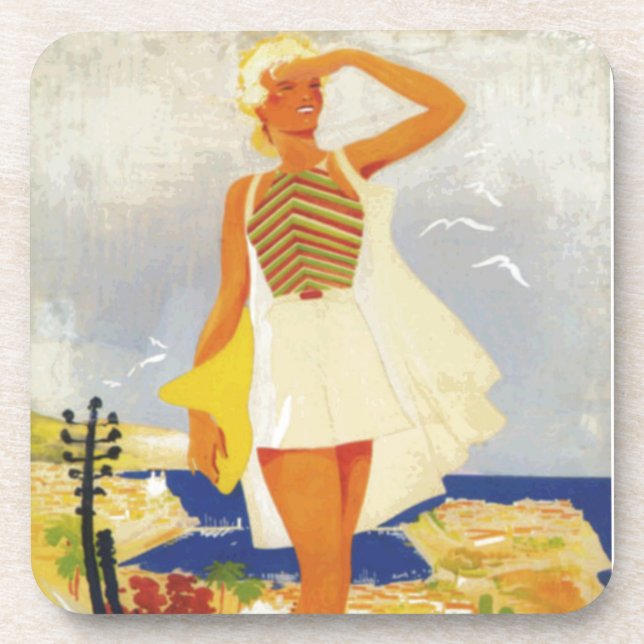Dessous-de-verre Fashion Girl Monte Carlo Beach Voyage (Devant)