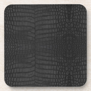 Dessous-de-verre Faux Crocodile noir en cuir Imprimer