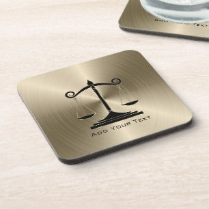 Dessous-de-verre Faux Gold Metallic avec échelles de justice