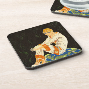 Dessous-de-verre Femme Art Déco Vintage, Fumant par S. Chompre
