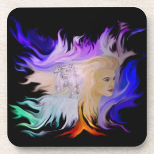 Dessous-de-verre Femme avec cheval